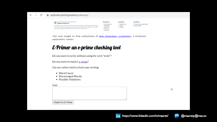 The Target of Testing: E-Primer