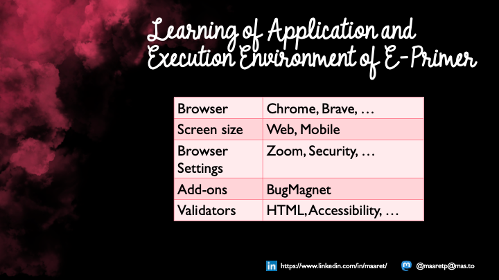 Learning of Application and Execution Environment of E-Primer