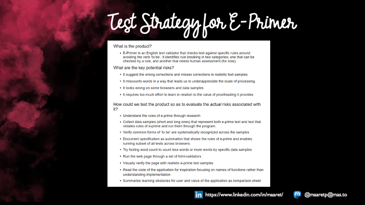 Test Strategy for E-Primer