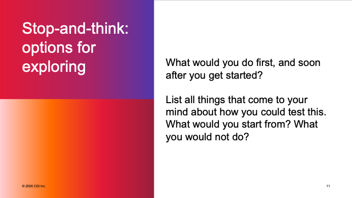 Stop and Think - Options for Exploring